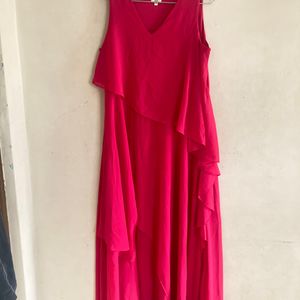 💥500rs For Today 💥Pink Solid Maxi Dress🩷