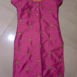 Rose Pink Kurti With Embroidery Design 🩷