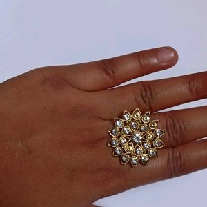 Golden Crystal party Wear Stylish Ring