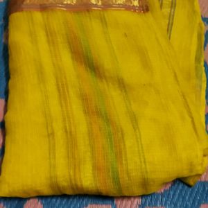 Yellow Saree With Beautiful Border