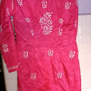 Pink Lucknowing Kurti With Hand Embroidery🎀