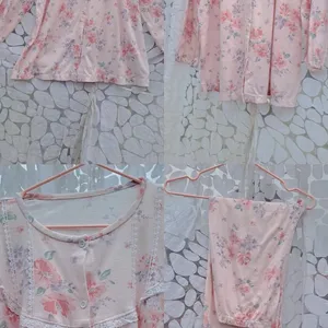 Floral Pink Night suit Set