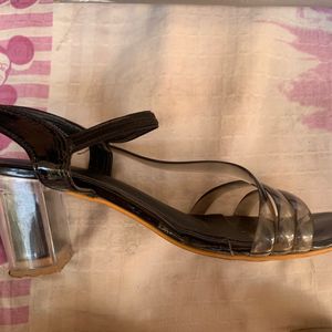 Black transparent heels for women