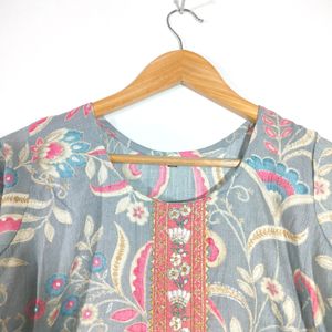 Grey Floral Printed Kurtas (Women's)