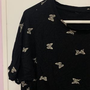 black butterfly printed tshirt