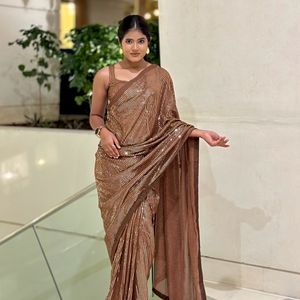 Coffee Brown Georgette Saree