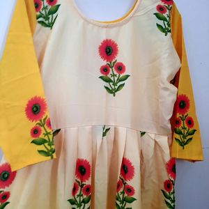 Yellow/Mustard Full Frock For Women