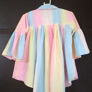 Multicolour Flared Cape Shirt