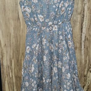 Greyish Blue Flarred Dress