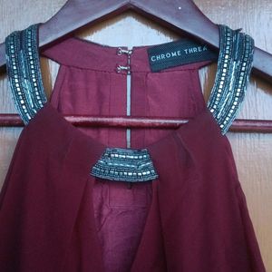 Maroon Embellished Party Wear Long Gown