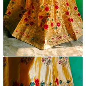 Combination Of Pink And Yellow Lehenga