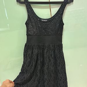 Black Skater Sequence Dress