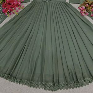 Women's Green Anarkali Size -Medium Hands sleeves