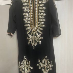 Black & Golden Kurta