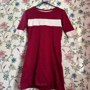 Discount At Round Neck Maroon & White One Piece