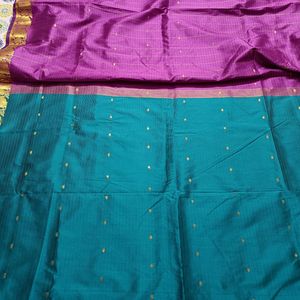 New Teal Green Soft Semi Silk Saree