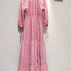 Altered Chikankari Embroidery Pink Georgette Dress