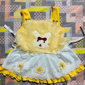 Cute Yellow And White Baby Frock