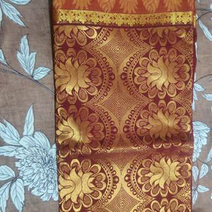 💖💛Maroon And Mustard Lovely Cotton Silk Sari