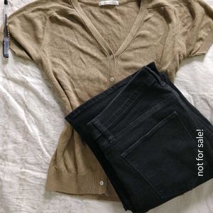 Korean Khaki Short-Sleeved Crop Top 🍂