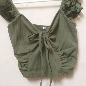 Olive Green Crop Top