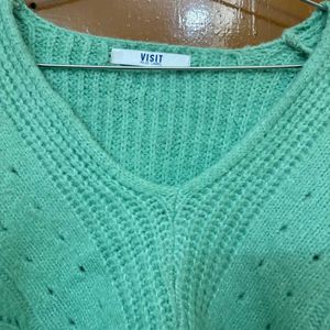 Korean V Neck Cropped Baggy Pullover