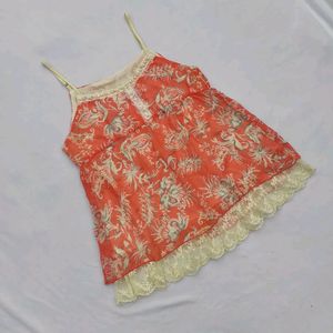 Pink Lacey And Pearl Detailing Babydoll Top