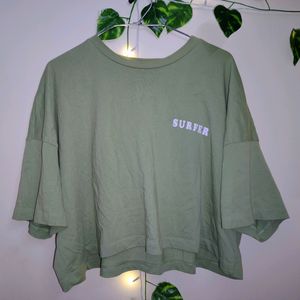 Sage Green Cropped Boxy Top