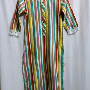 Multicolored Vertical Stripes Kurta