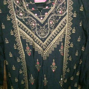 Black Party Wear Kurta With Pearl And Stone Work