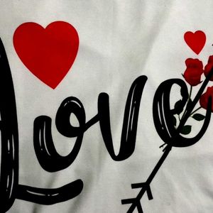 White T-shirt For Women With Love Print On It.