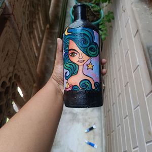 Aesthetic Handpainted Girl Art On Glass Bottle