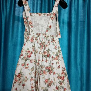 White Floral Overall Dress