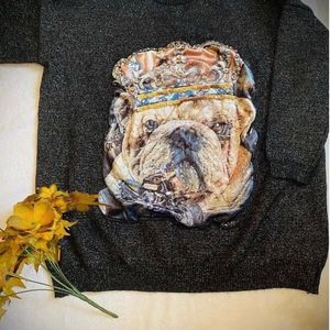 Oversized CUTE DOG PATCH SWEATER