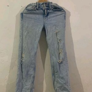 Straight Ripped Design Baggy Jeans