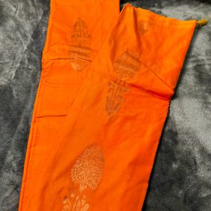 New Golden Orange Semi Silk Saree