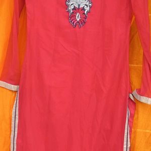 Red Kurta With Net Duppta