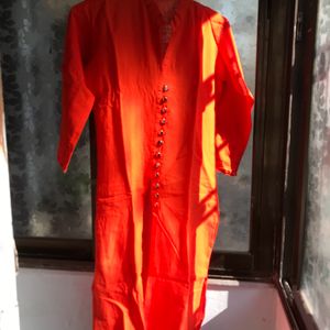 Orange Kurti For Festive Wear