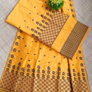 Assamese Mekhela Sador New Design Dyed Toss