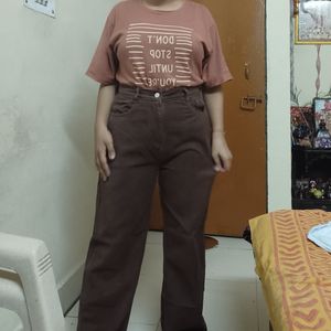 Brown Straight Fit Jeans