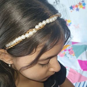 PEARL WITH GOLDEN CHAIN ELASTIC HAIRBAND 😍❤️