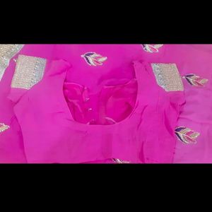 Pink Chiffon Saree