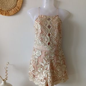 Champagne Lace Party Playsuit