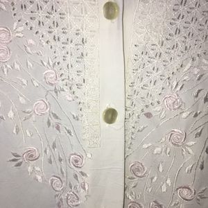 Chinese Embroidery Off White Shirt For Women