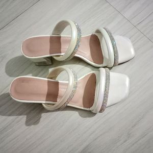 White Stone Heels For Women