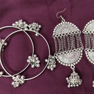 Ghoongroo Earrings And Bangles Combo.