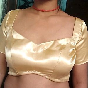 Free Delivery Golden Satin Backless Blouse