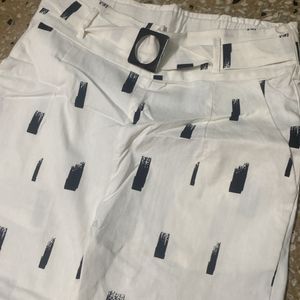 Women Black&White Ankle Pants With Pockets