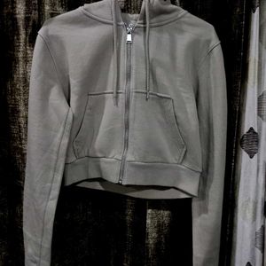 Short Hooded Sweatshirt Jacket