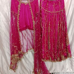 Rose Color Wedding Lahenga Choli Set